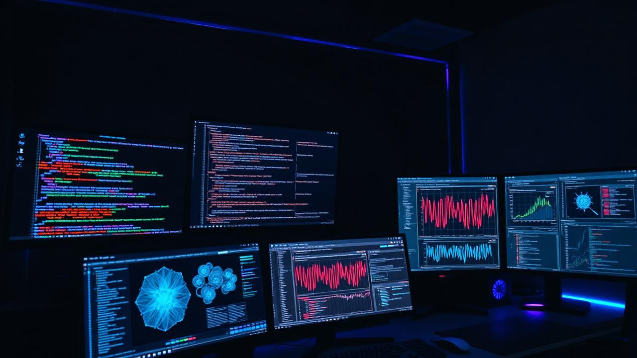 Developer workspace with AI and machine learning themes